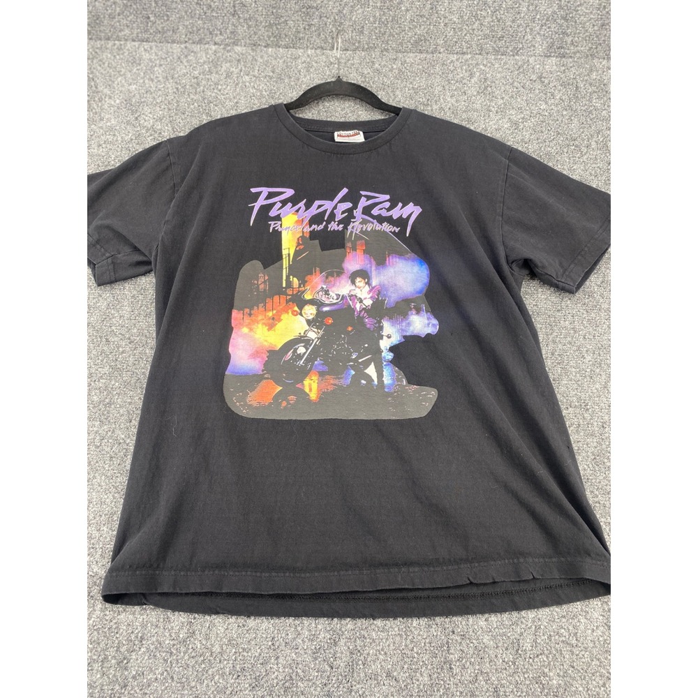 Prince Purple Rain Movie Graphic T-Shirt Mens Large Black Cotton Tees Heavy